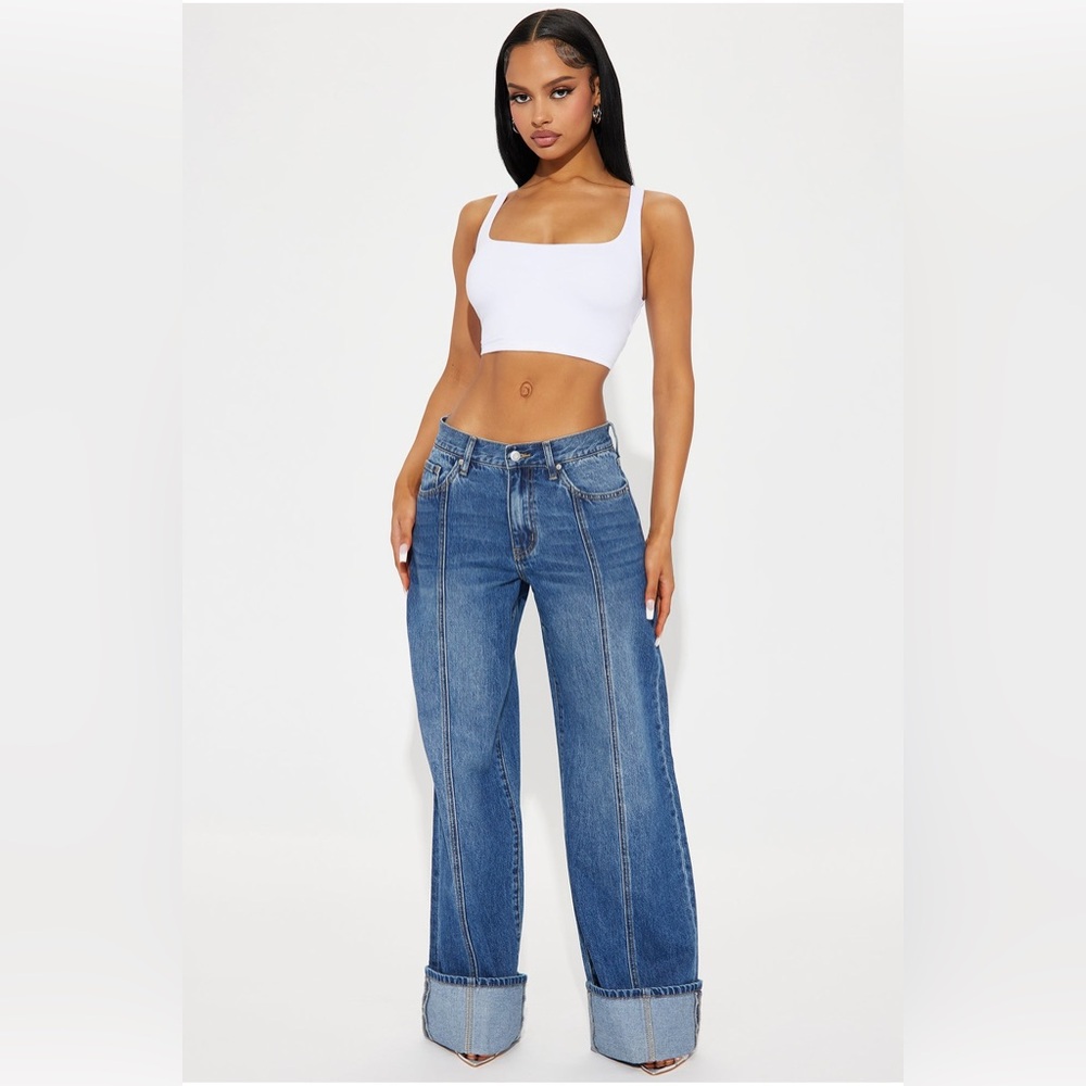Cuffed wide leg Jeans